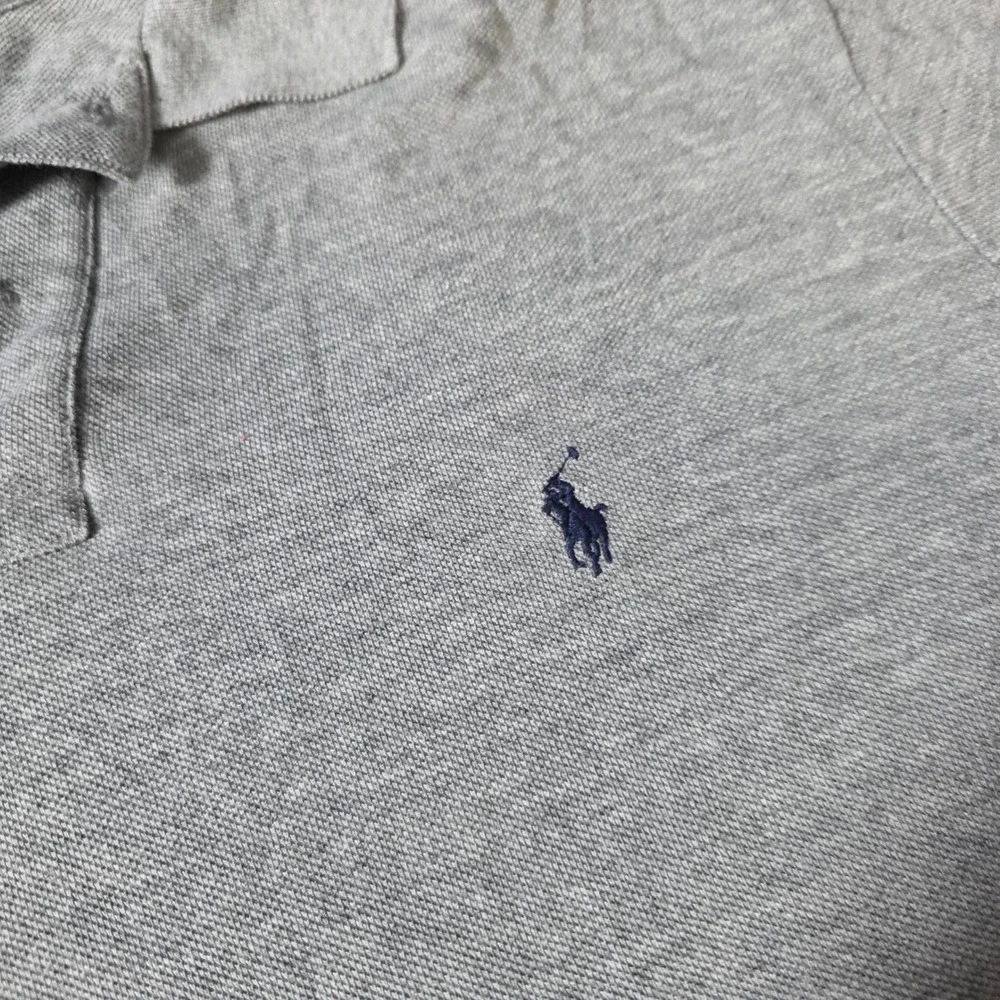 Polo Ralph Lauren Mens XL Polo Shirt Gray Custom Fit Cotton Pique Short Sleeve